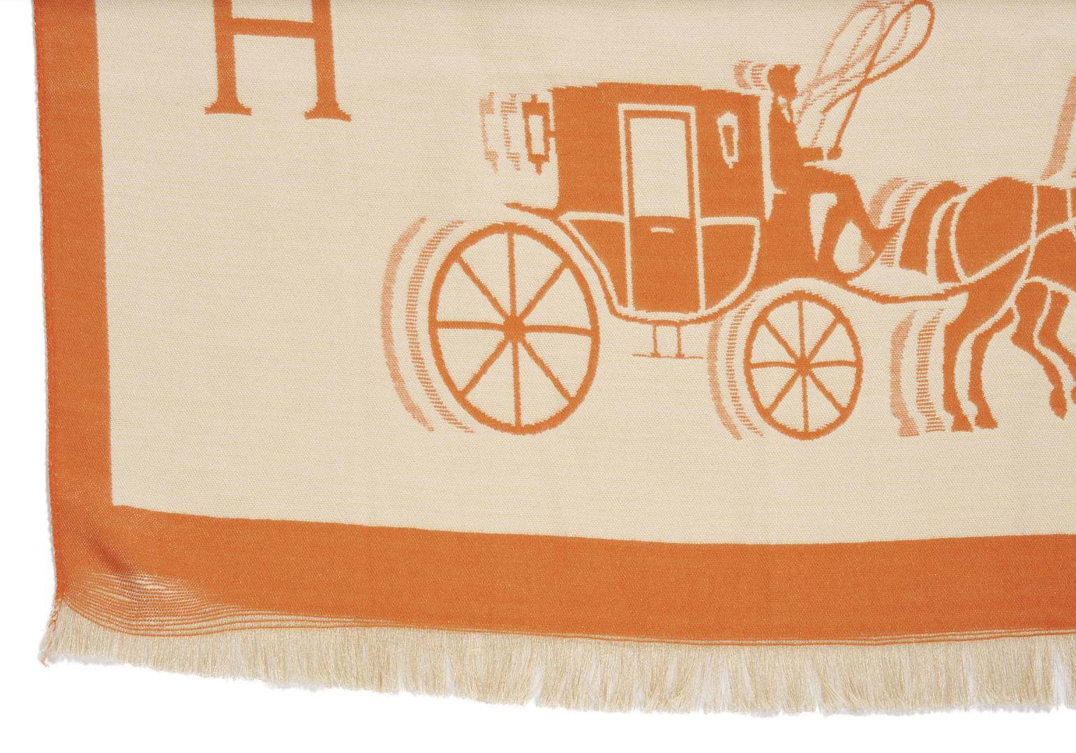 Lot 568: Orange and Beige Hermes Cashmere Stole and 2 Louis Vuitton Scarves