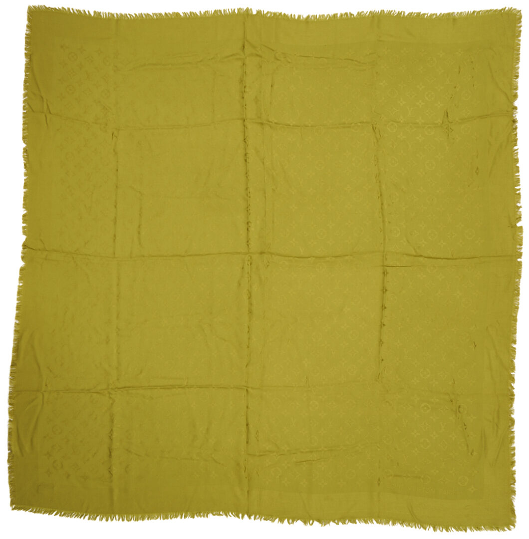 Lot 568: Orange and Beige Hermes Cashmere Stole and 2 Louis Vuitton Scarves