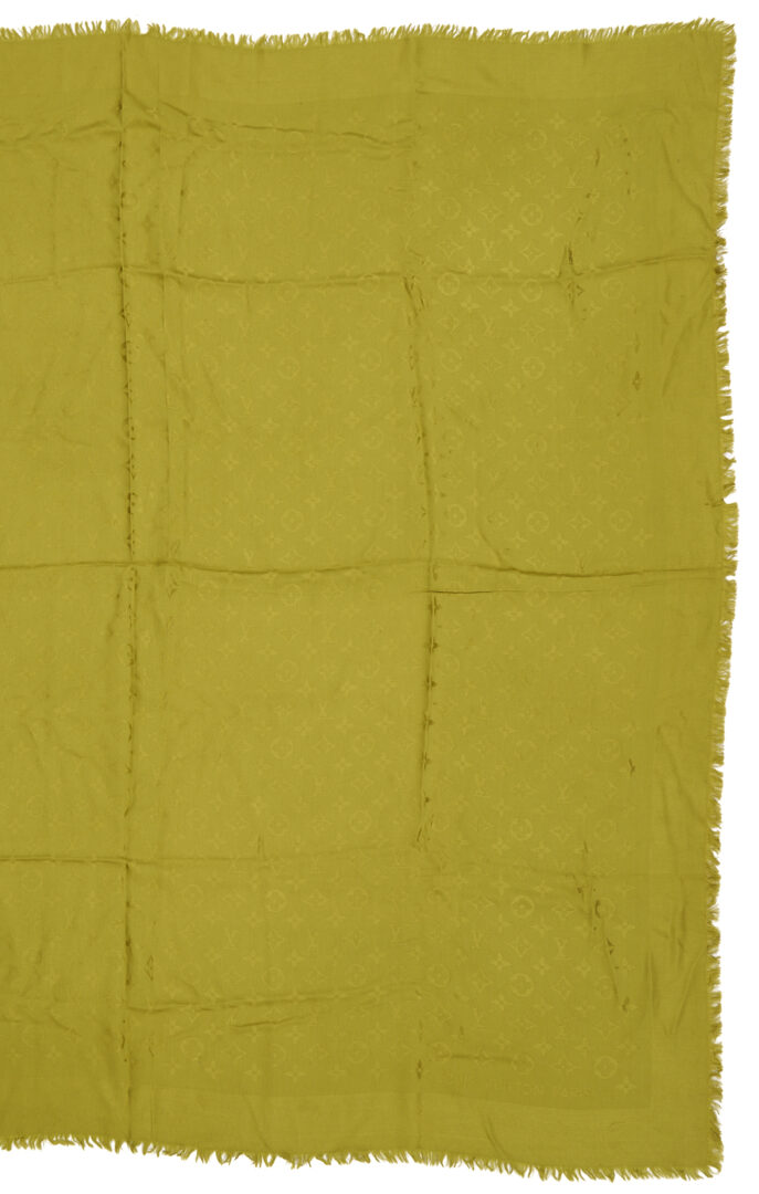 Lot 568: Orange and Beige Hermes Cashmere Stole and 2 Louis Vuitton Scarves