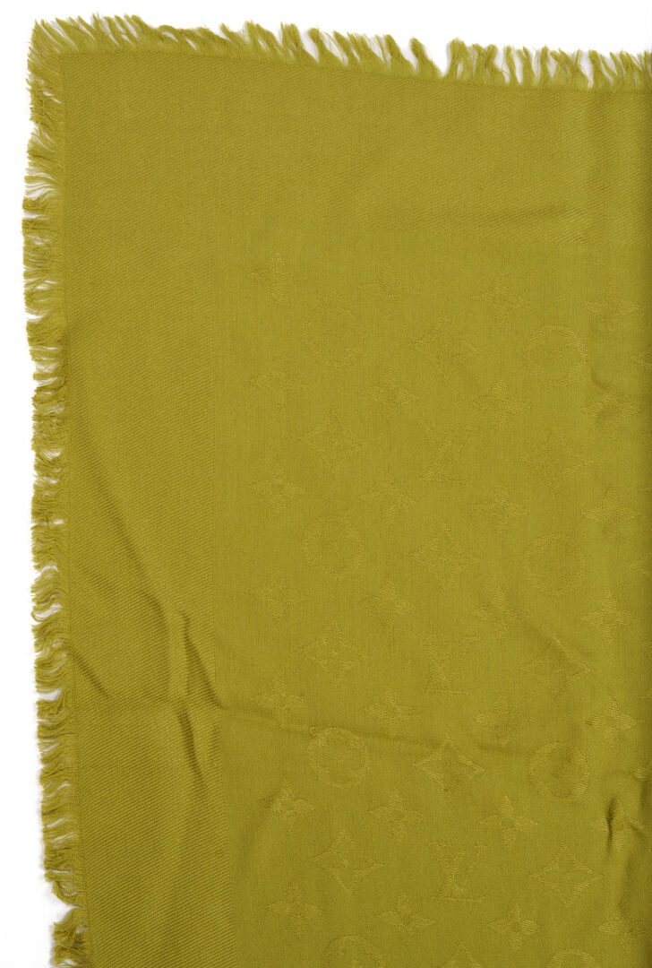 Lot 568: Orange and Beige Hermes Cashmere Stole and 2 Louis Vuitton Scarves