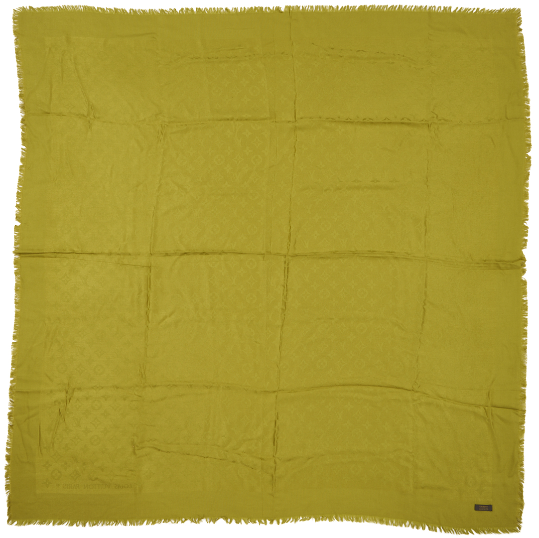 Lot 568: Orange and Beige Hermes Cashmere Stole and 2 Louis Vuitton Scarves