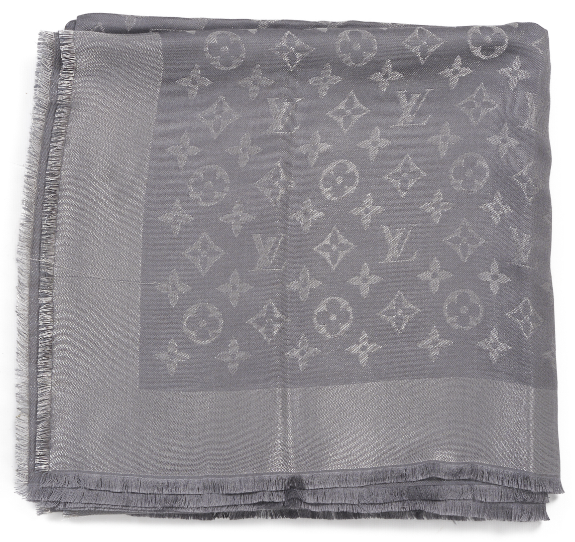 Lot 568: Orange and Beige Hermes Cashmere Stole and 2 Louis Vuitton Scarves