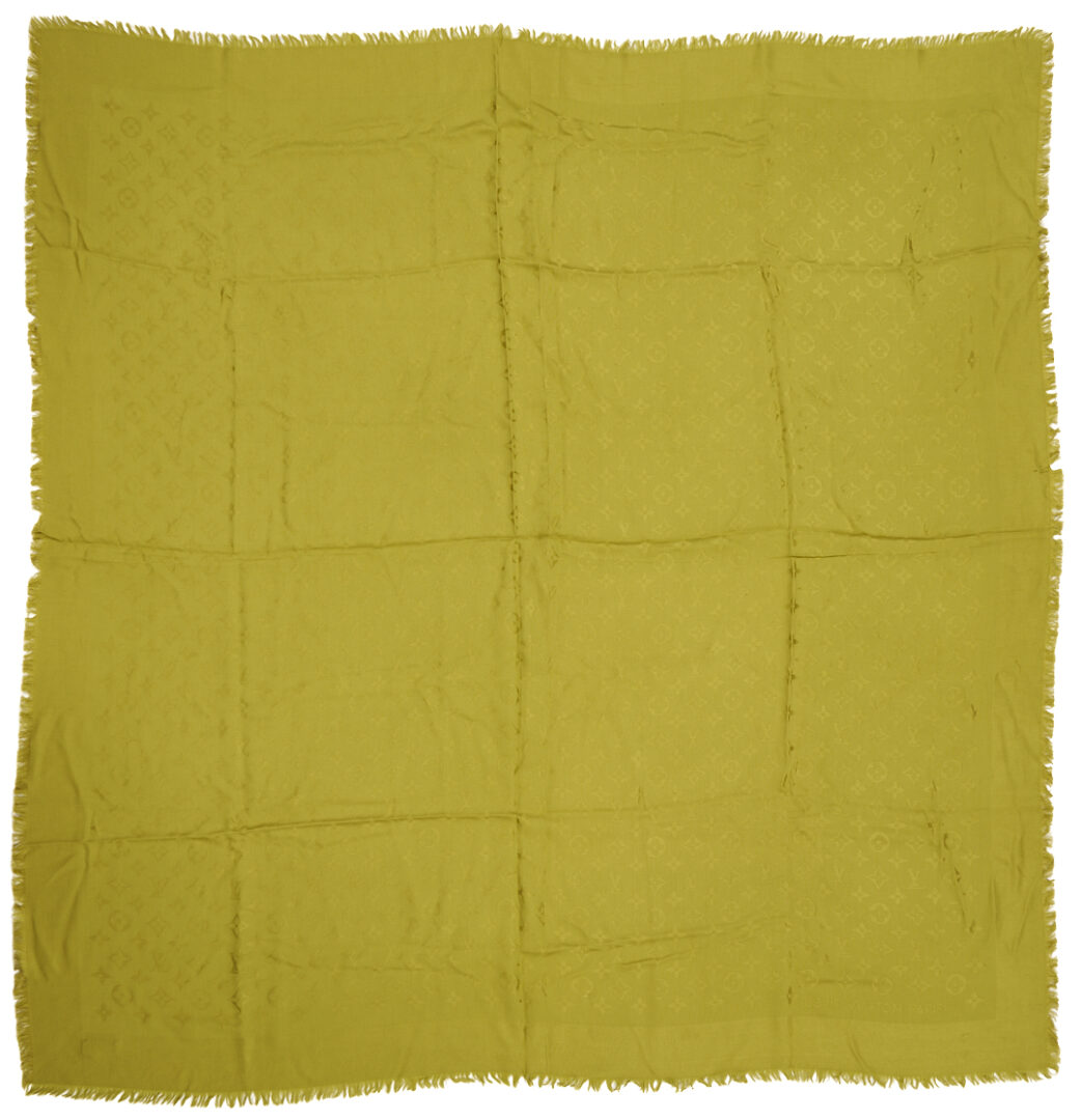 Lot 568: Orange and Beige Hermes Cashmere Stole and 2 Louis Vuitton Scarves