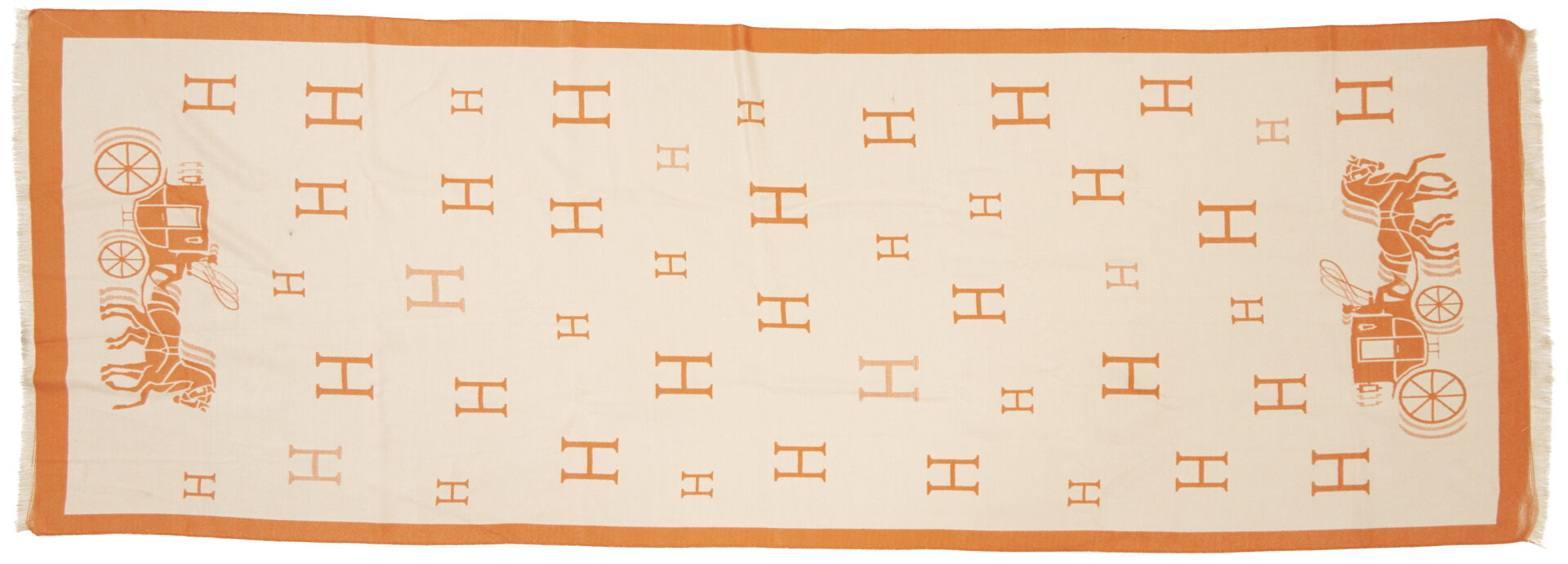 Lot 568: Orange and Beige Hermes Cashmere Stole and 2 Louis Vuitton Scarves