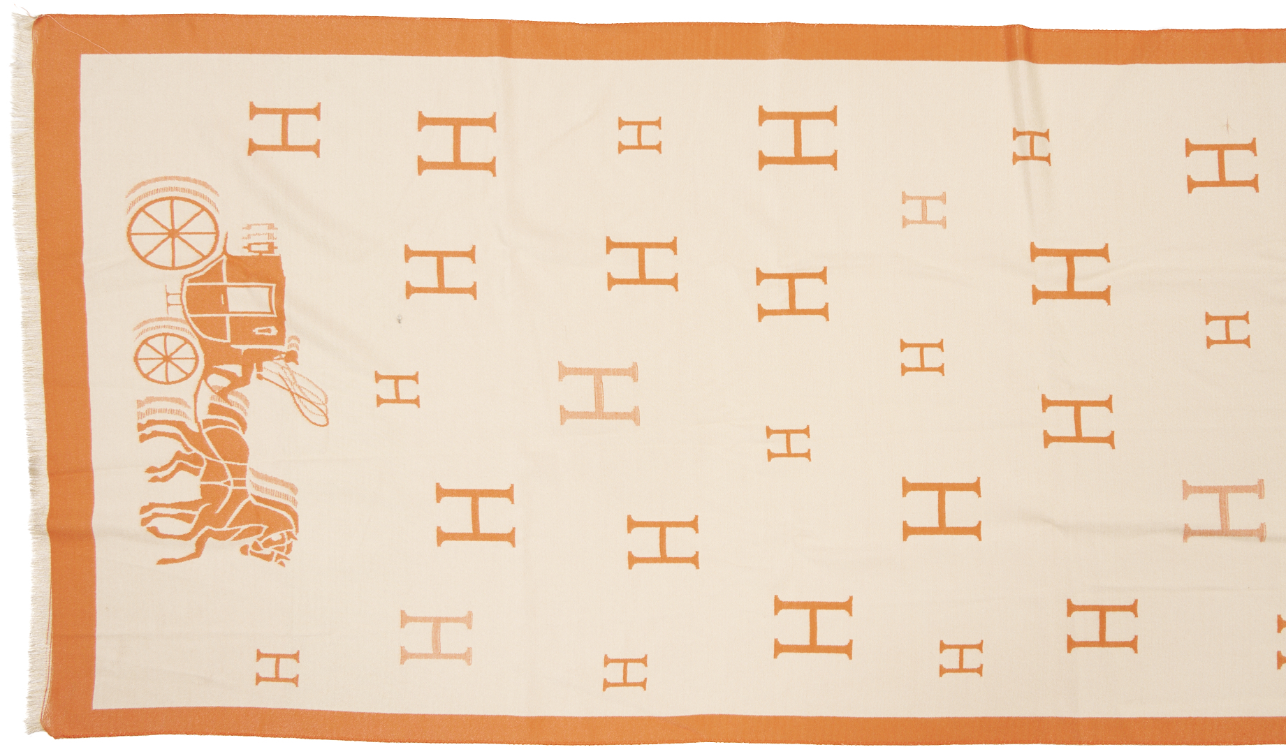 Lot 568: Orange and Beige Hermes Cashmere Stole and 2 Louis Vuitton Scarves