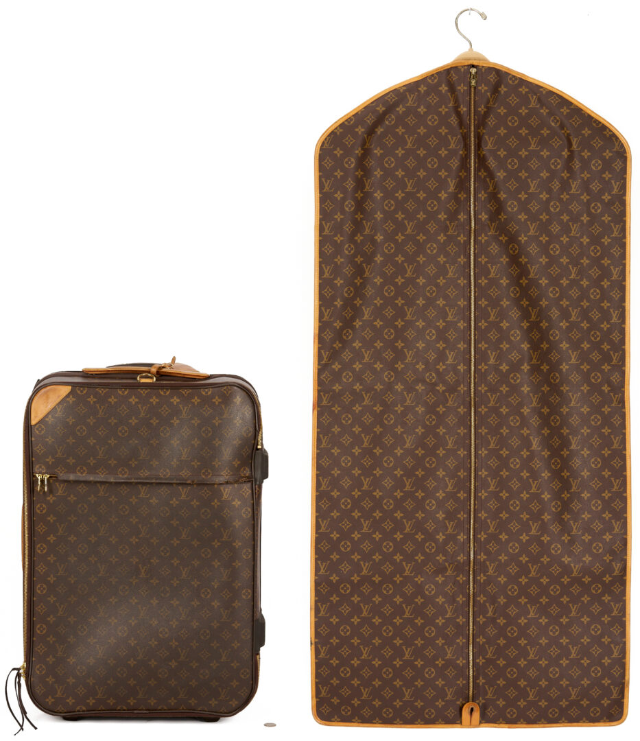 Lot 569: Vintage Louis Vuitton Monogram Suitcase & Garment Bag