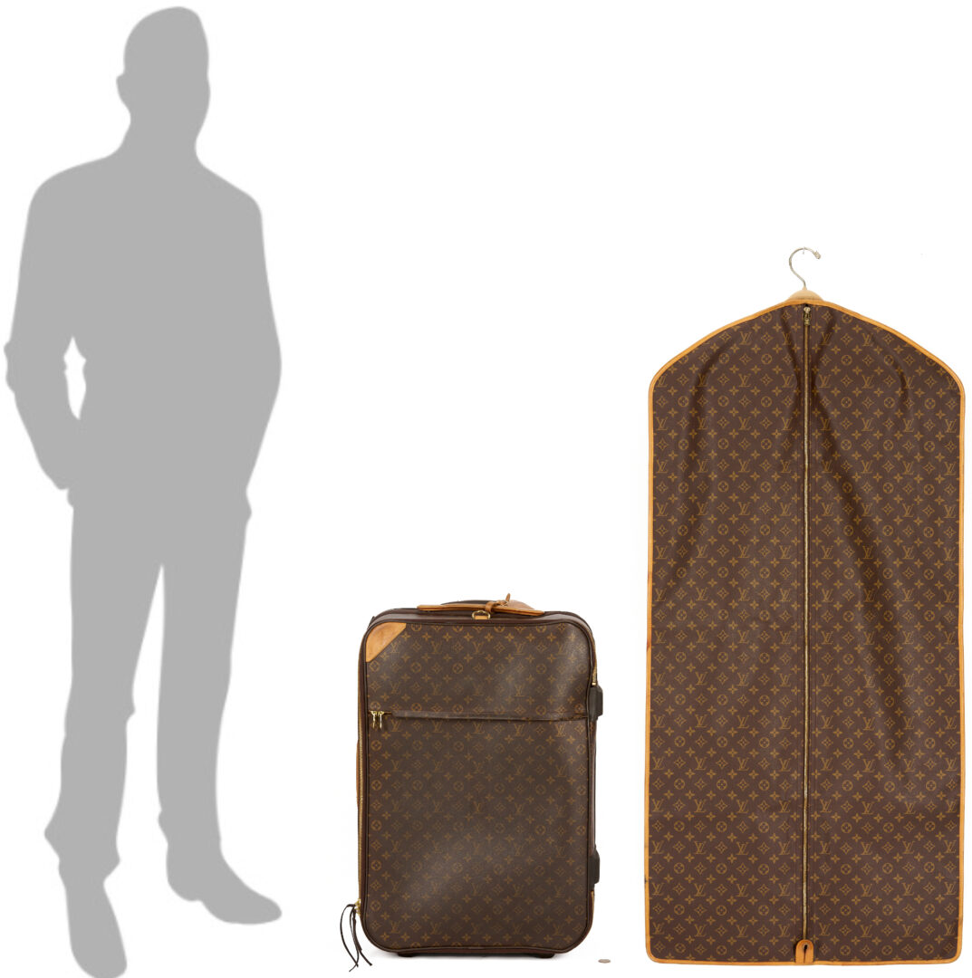Lot 569: Vintage Louis Vuitton Monogram Suitcase & Garment Bag