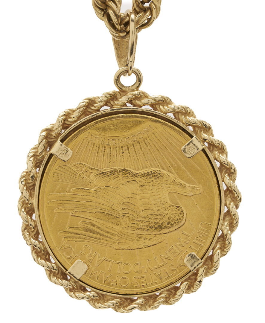 Lot 56: 1910 Saint-Gaudens Coin Pendant with 14K Gold Necklace
