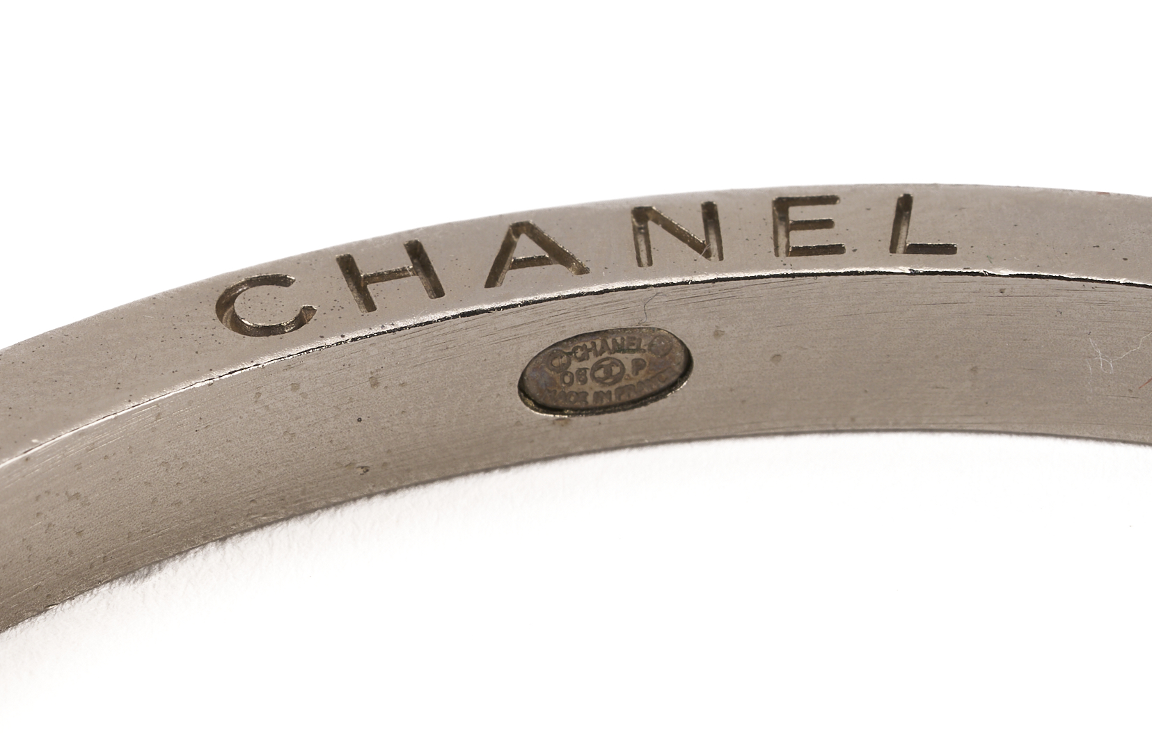 Lot 571: 4 Vintage Chanel Items, Earrings, Bangle & Scarf