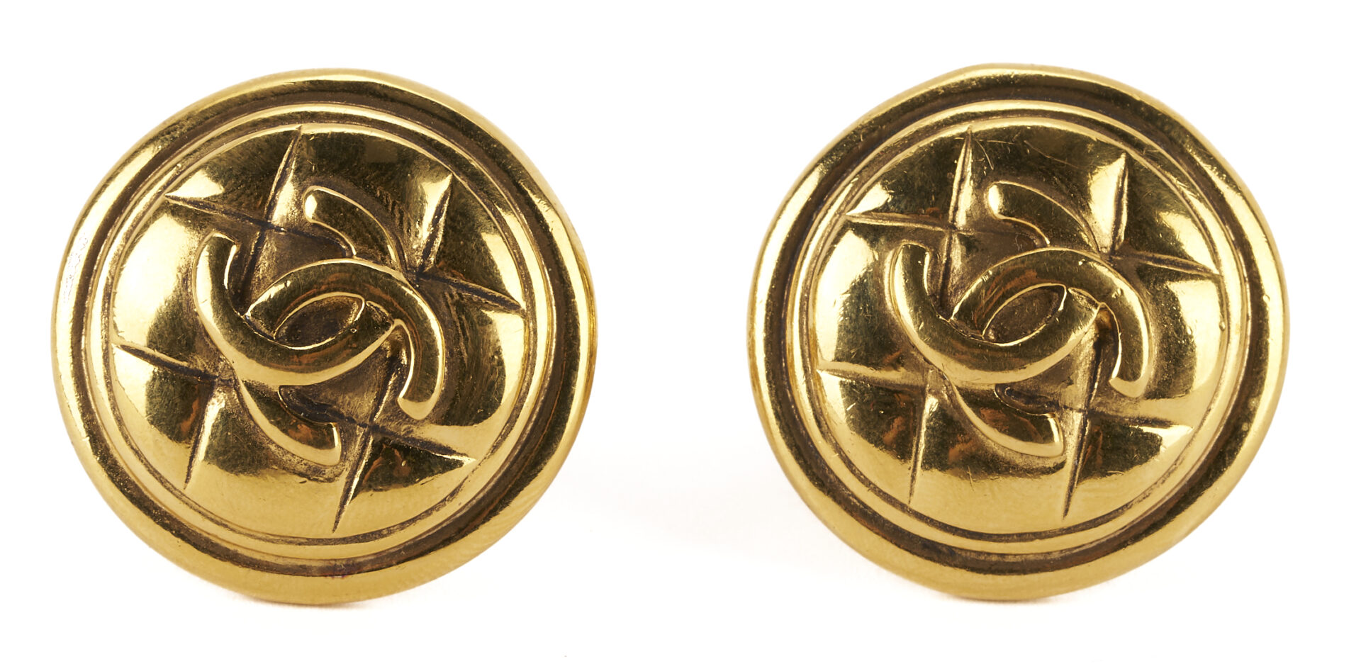 Lot 571: 4 Vintage Chanel Items, Earrings, Bangle & Scarf