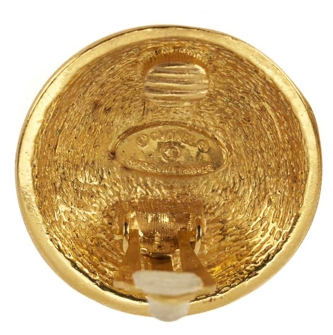 Lot 571: 4 Vintage Chanel Items, Earrings, Bangle & Scarf