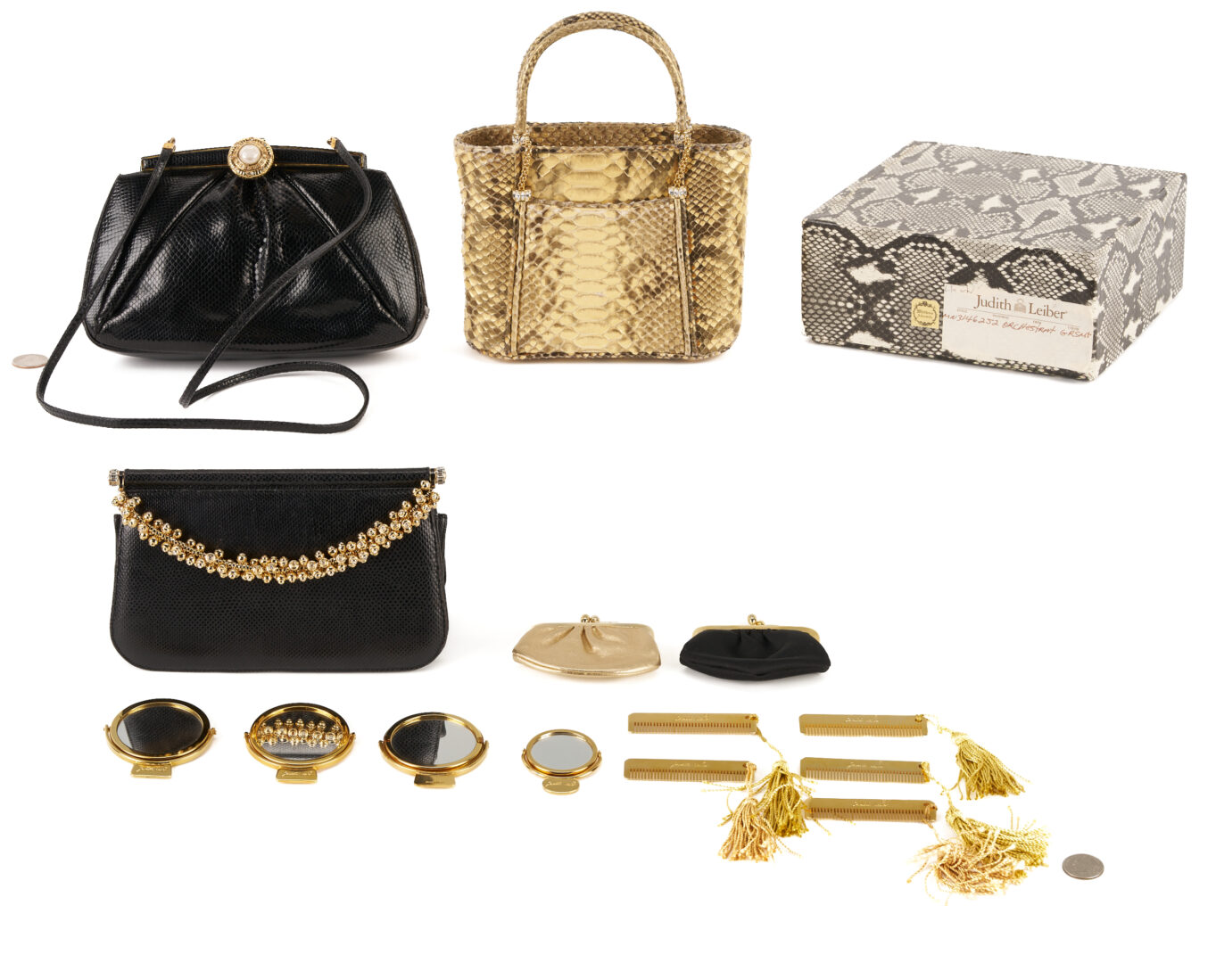 Lot 572: 3 Judith Leiber Evening Purses & Accessories