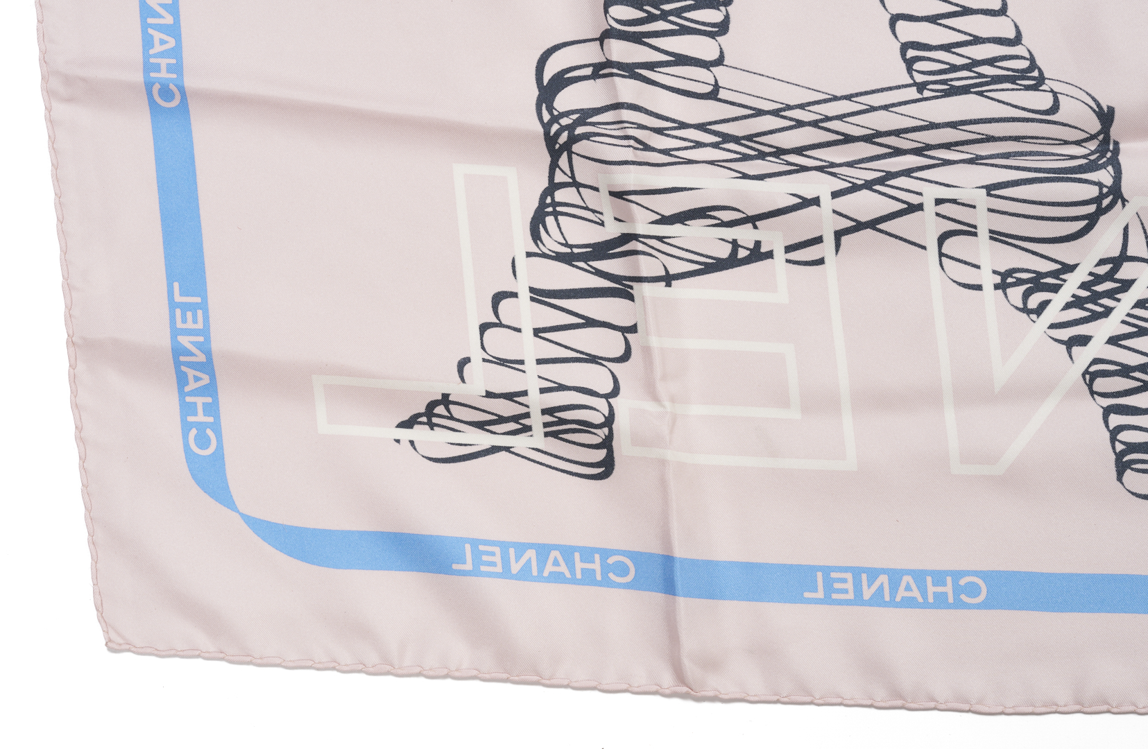 Lot 573: 2 Silk Chanel Scarves incl. Eiffel Tower and Karl Lagerfeld