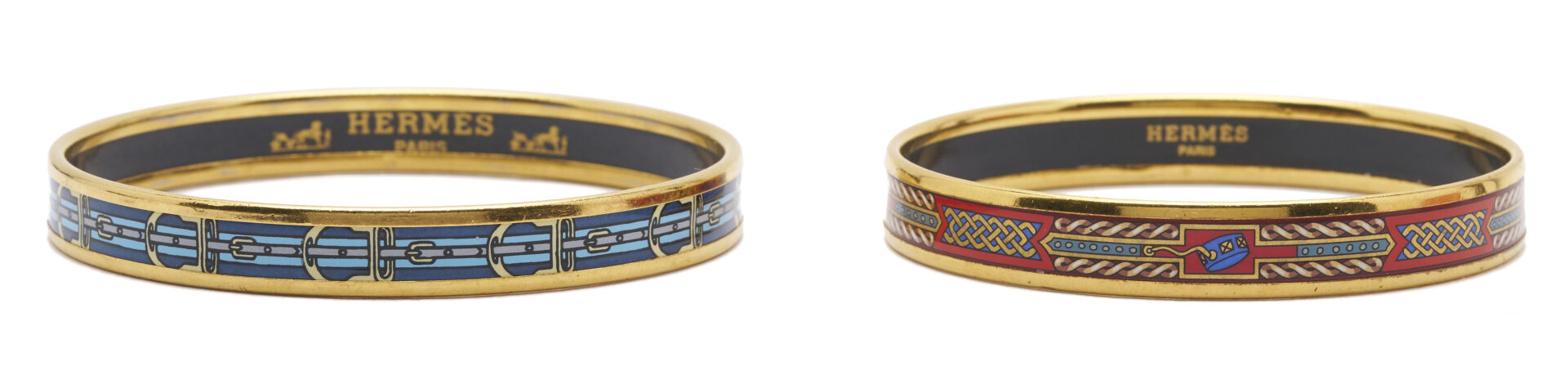 Lot 576: 2 Hermes Enameled Bangle Bracelets