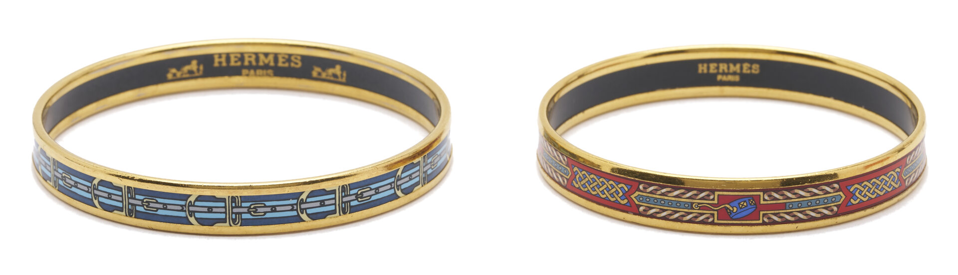 Lot 576: 2 Hermes Enameled Bangle Bracelets