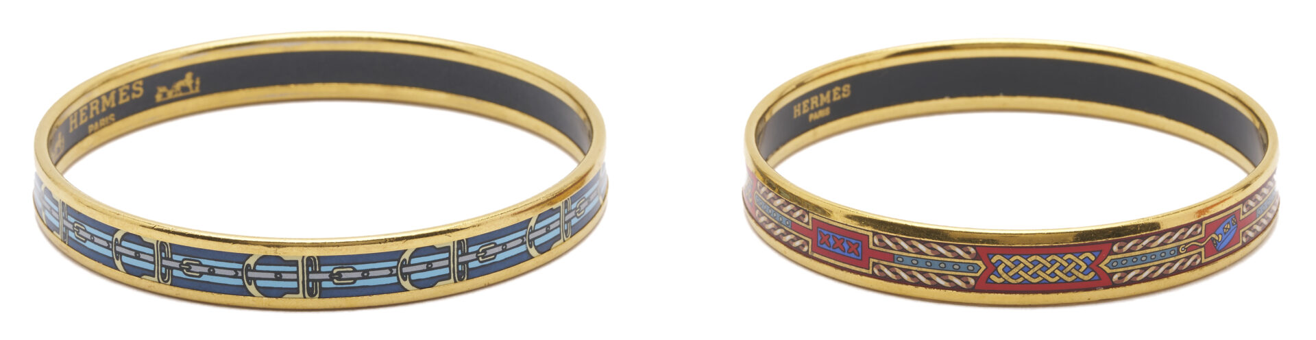 Lot 576: 2 Hermes Enameled Bangle Bracelets