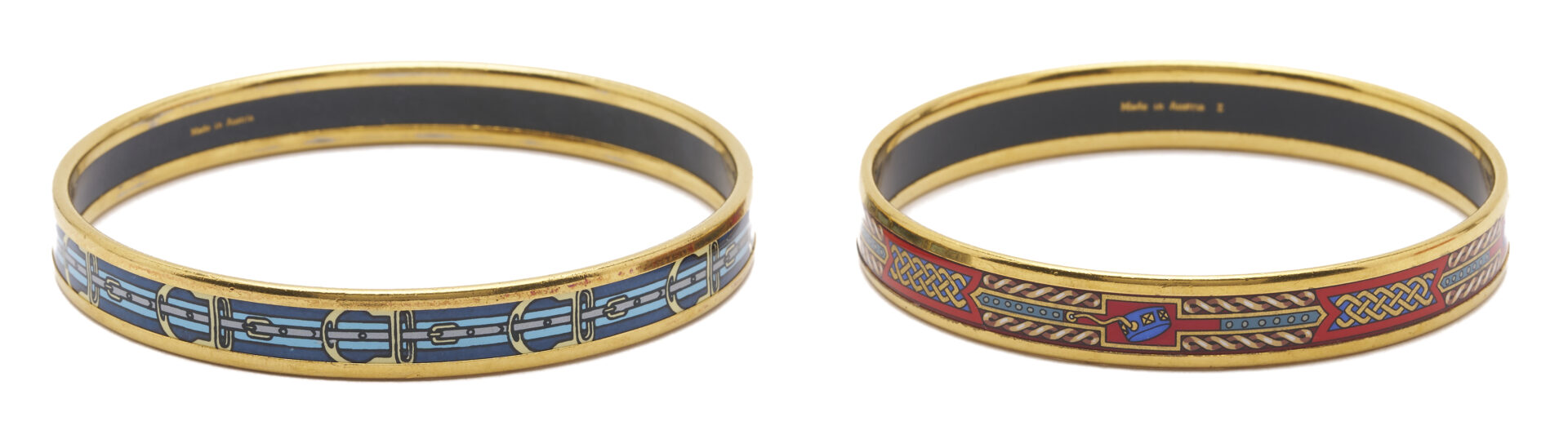 Lot 576: 2 Hermes Enameled Bangle Bracelets