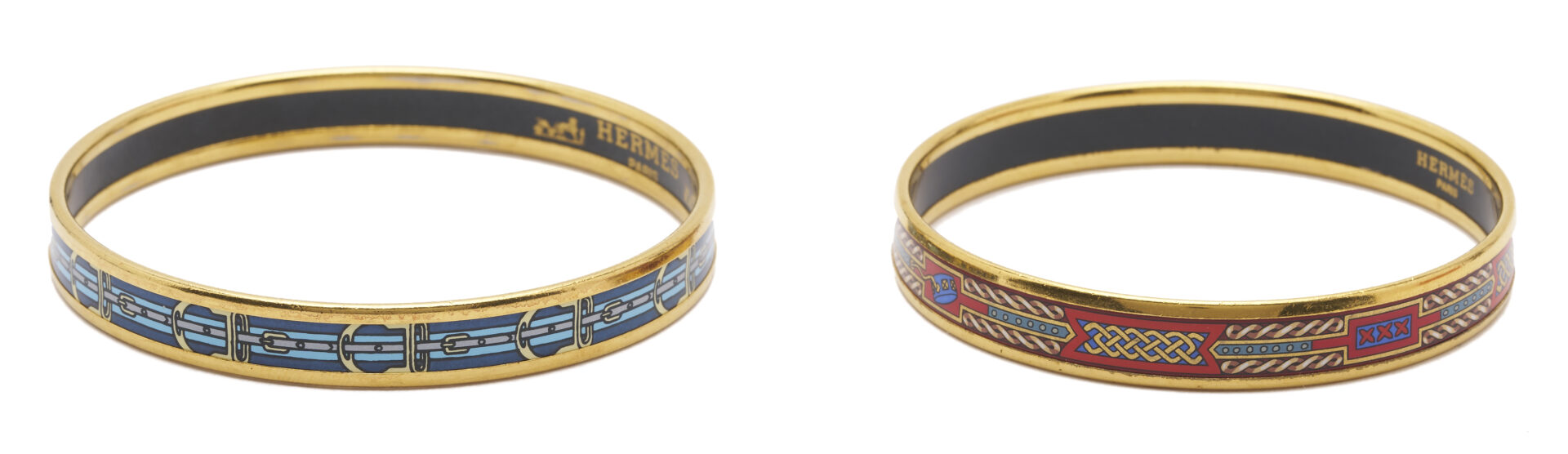 Lot 576: 2 Hermes Enameled Bangle Bracelets