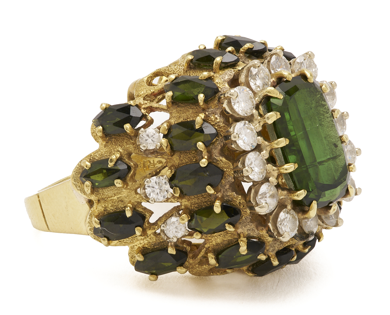 Lot 579: 18K Gold, Tourmaline, & Diamond Cocktail Ring