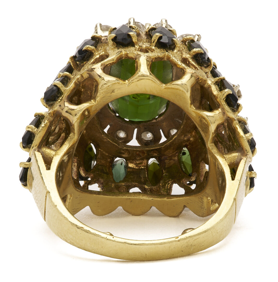 Lot 579: 18K Gold, Tourmaline, & Diamond Cocktail Ring