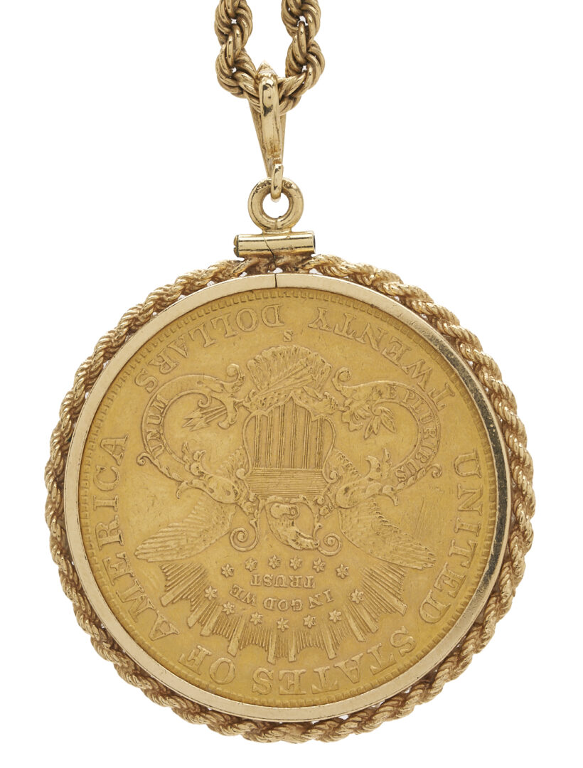Lot 57: 1904 $20 Liberty Coin Pendant w/ 14K Gold Necklace