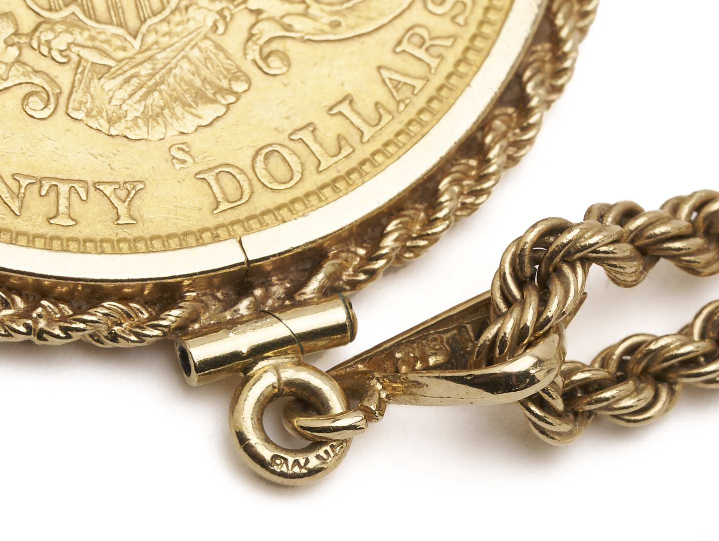 Lot 57: 1904 $20 Liberty Coin Pendant w/ 14K Gold Necklace