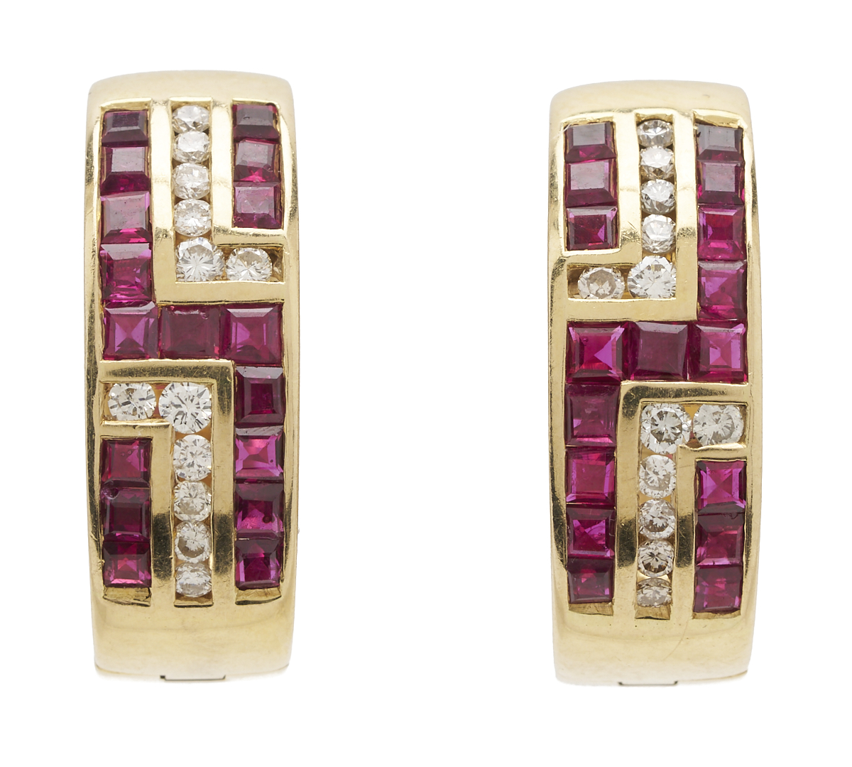 Lot 580: Gold, Ruby, & Diamond Ring and Earrings
