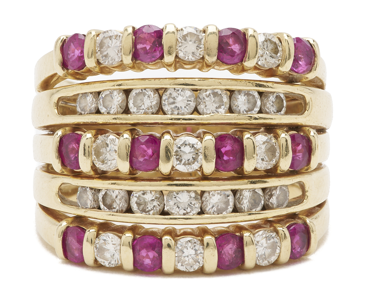 Lot 580: Gold, Ruby, & Diamond Ring and Earrings