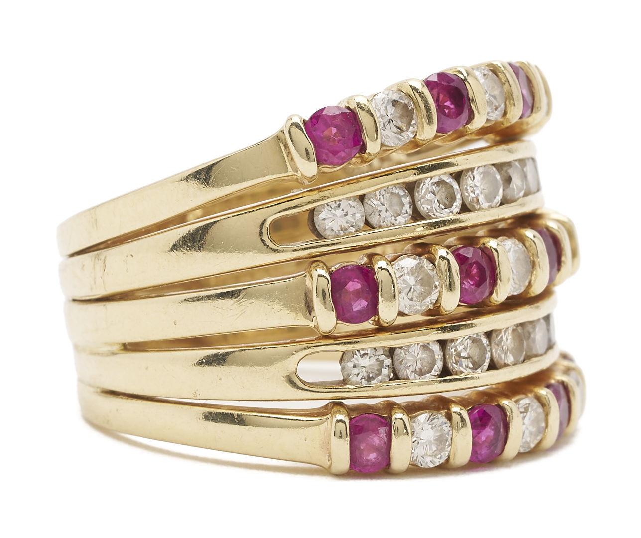 Lot 580: Gold, Ruby, & Diamond Ring and Earrings