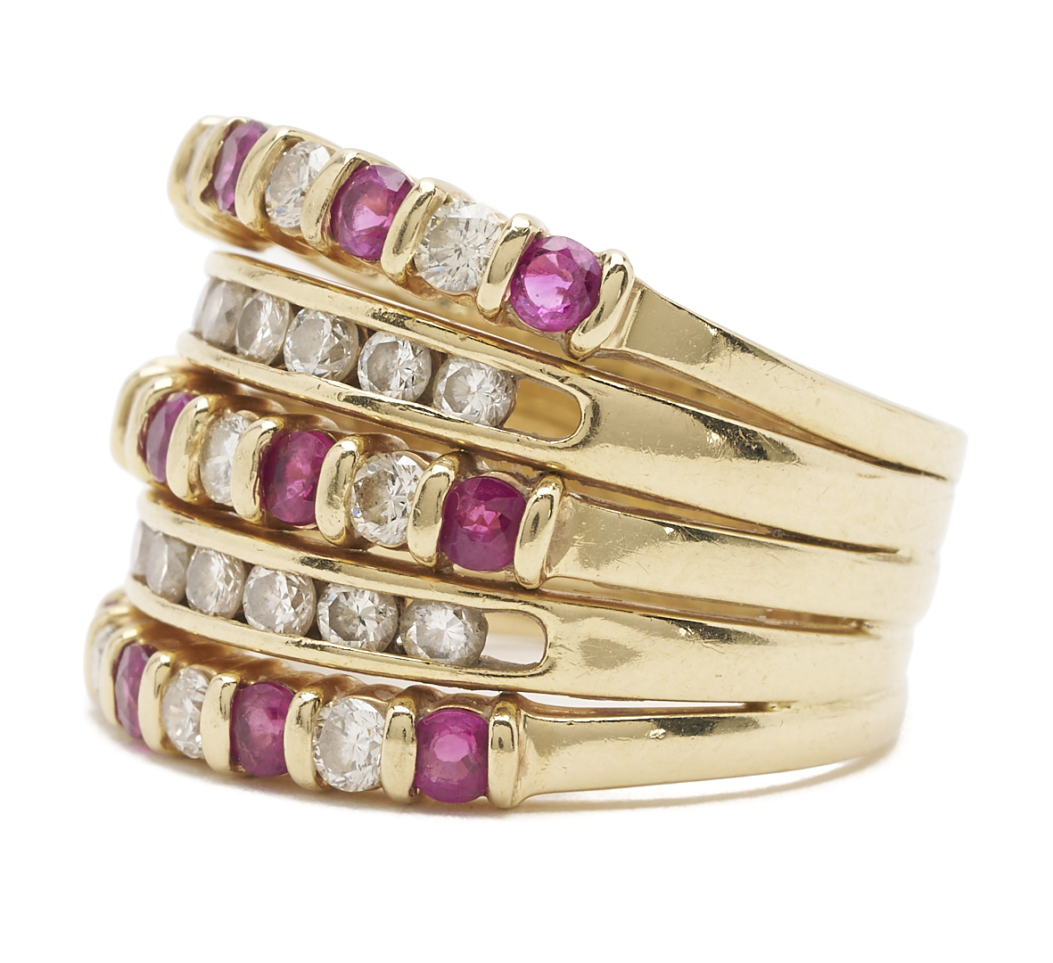 Lot 580: Gold, Ruby, & Diamond Ring and Earrings
