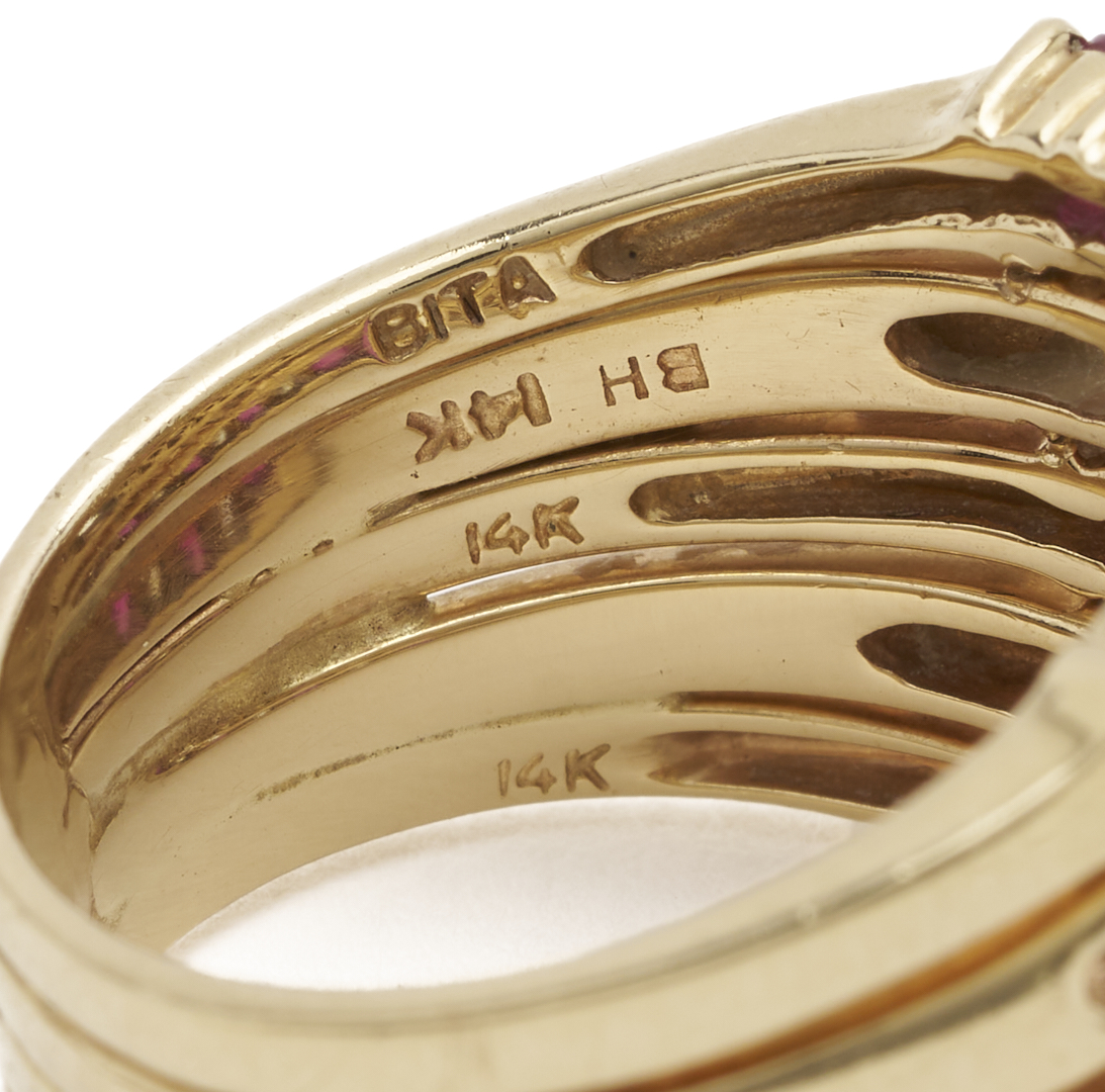 Lot 580: Gold, Ruby, & Diamond Ring and Earrings