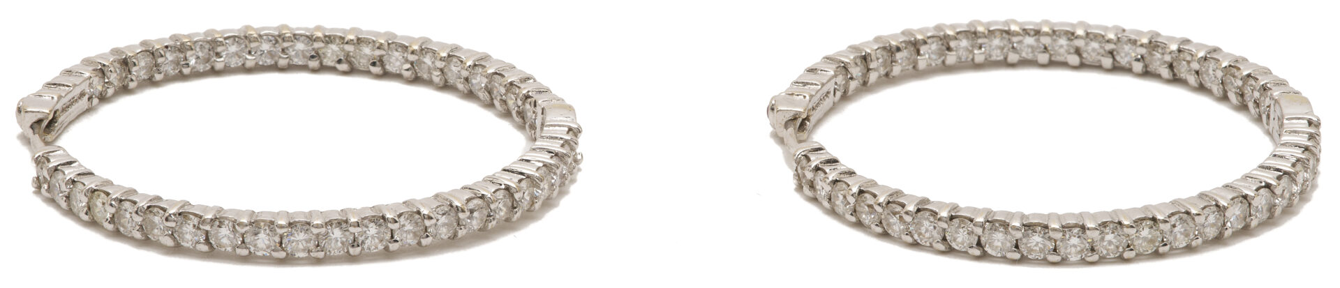 Lot 581: Roberto Coin 18K Gold & Diamond Hoop Earrings