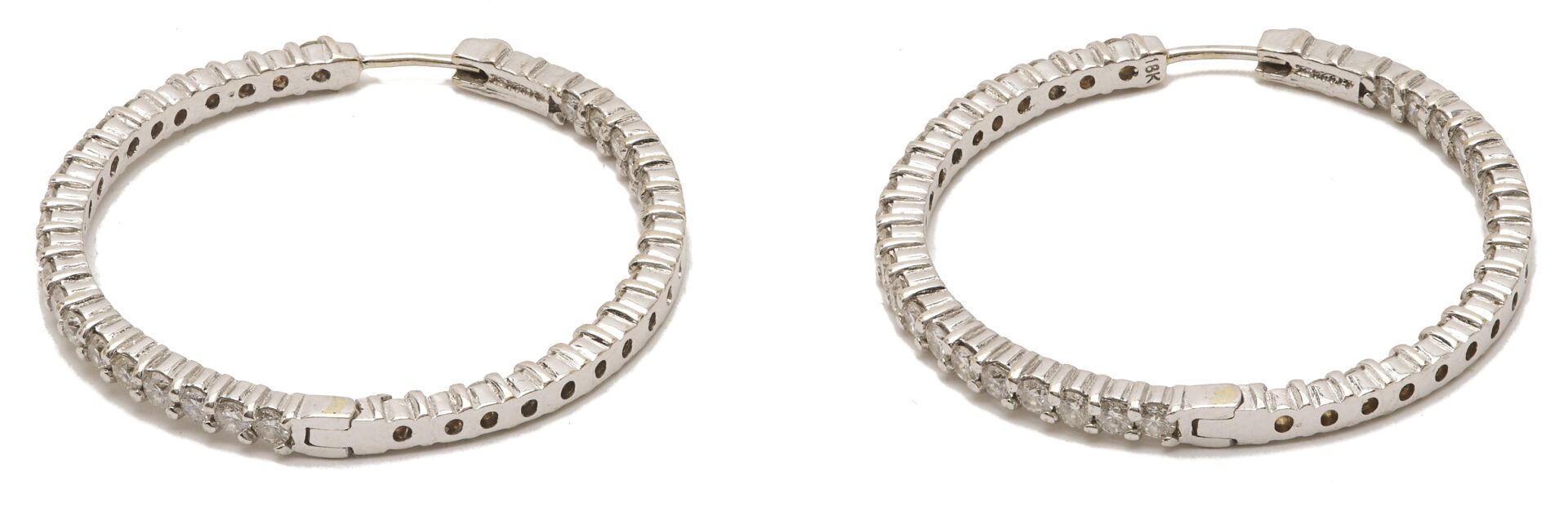Lot 581: Roberto Coin 18K Gold & Diamond Hoop Earrings