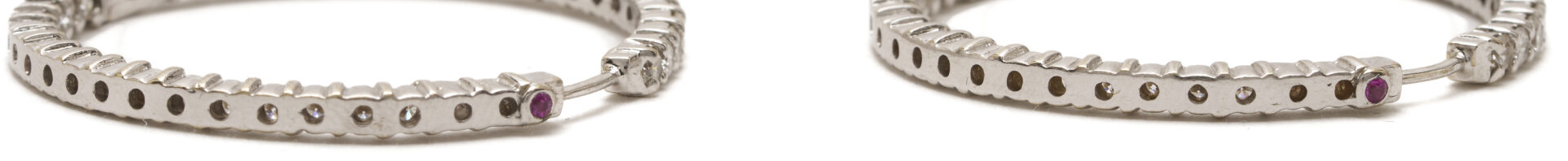 Lot 581: Roberto Coin 18K Gold & Diamond Hoop Earrings