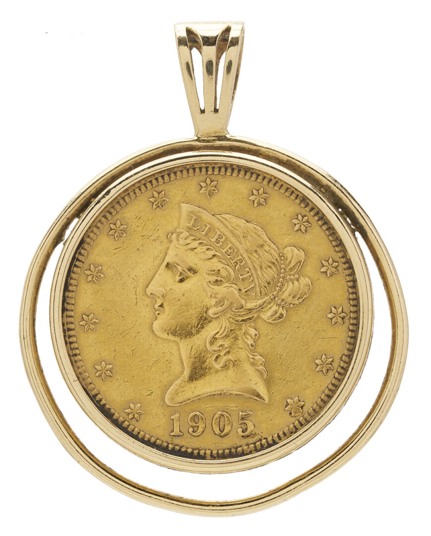 Lot 582: 14K Gold Pendant with $10 Liberty Gold Coin