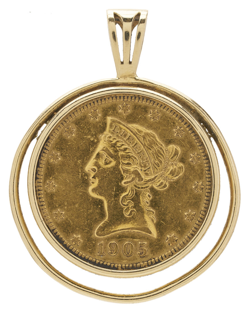 Lot 582: 14K Gold Pendant with $10 Liberty Gold Coin