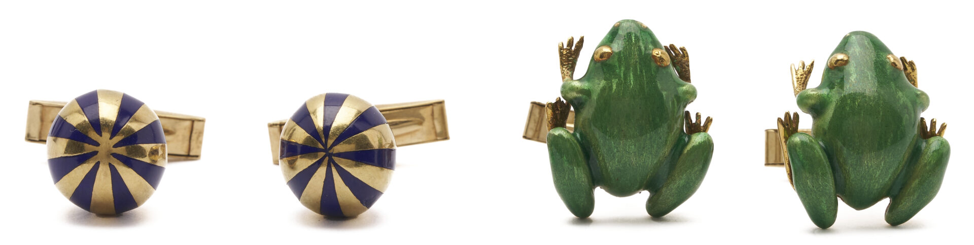 Lot 583: 2 Pairs of 14K Gold Cufflinks