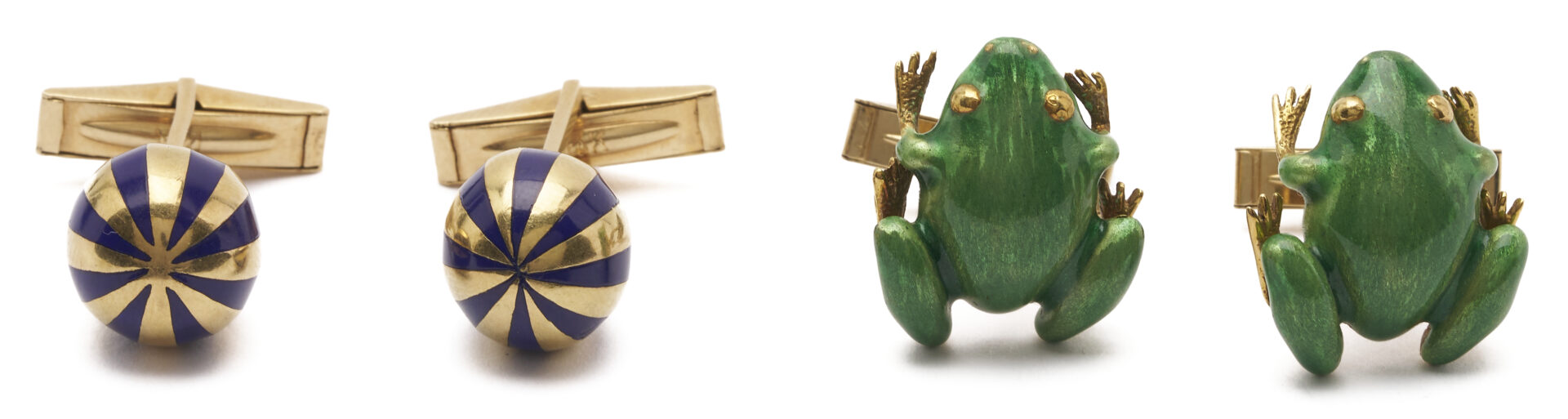 Lot 583: 2 Pairs of 14K Gold Cufflinks