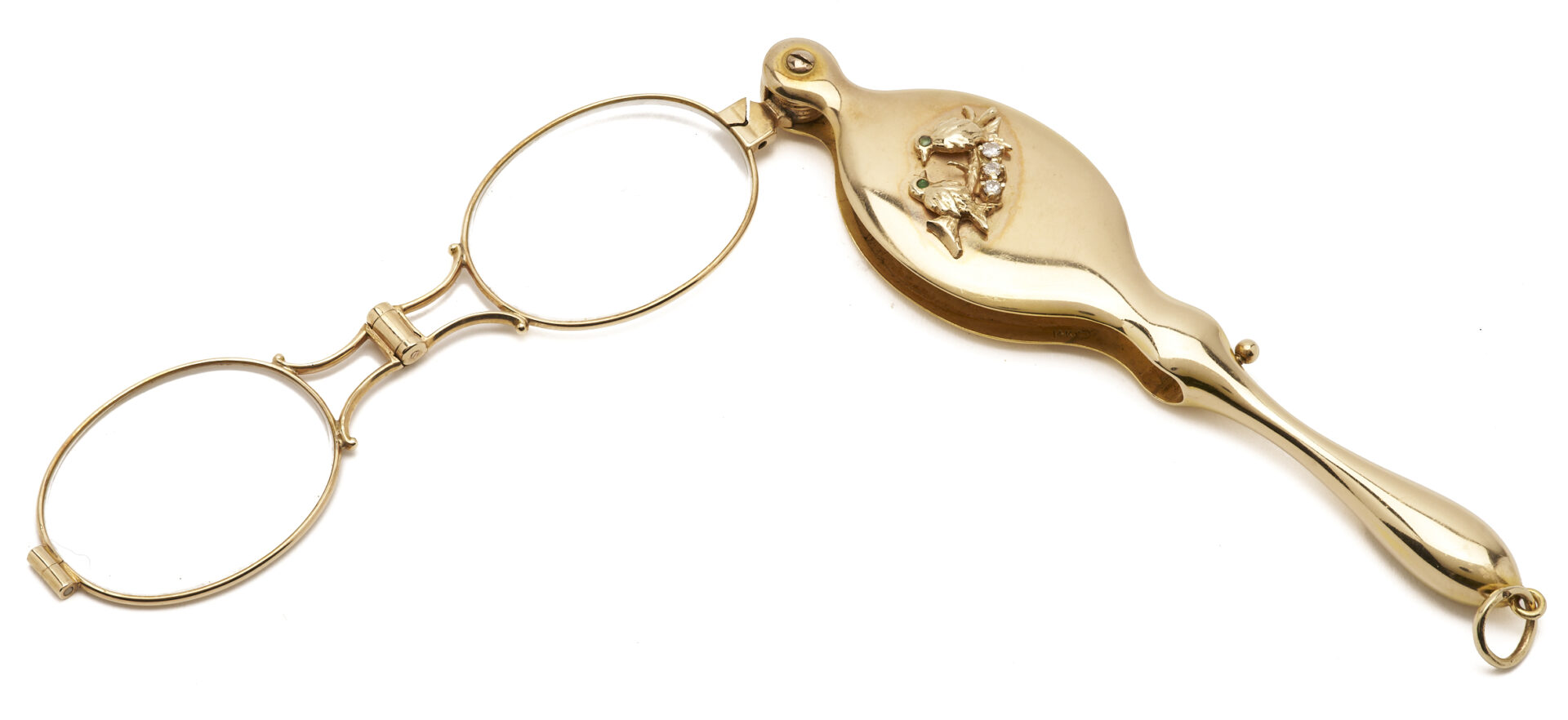 Lot 587: 14K Yellow Gold & Gemstone Opera Glasses