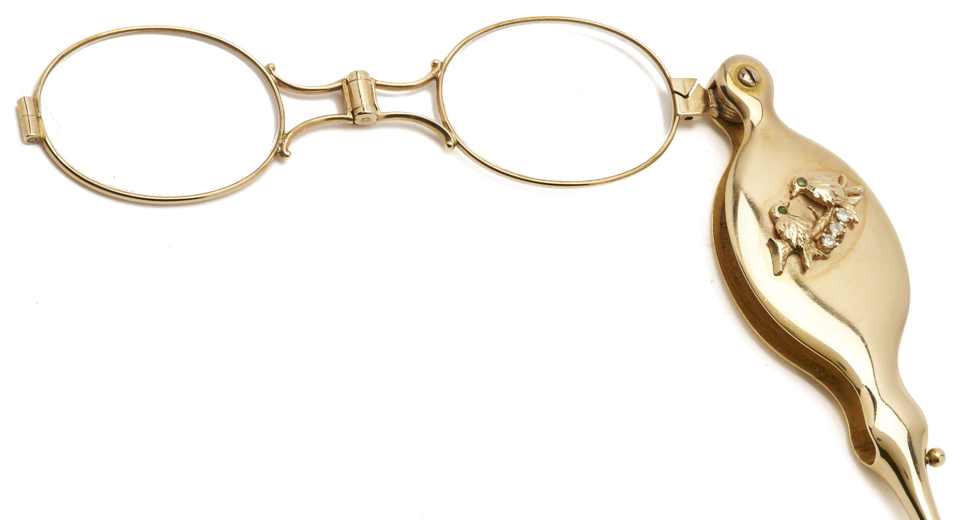 Lot 587: 14K Yellow Gold & Gemstone Opera Glasses