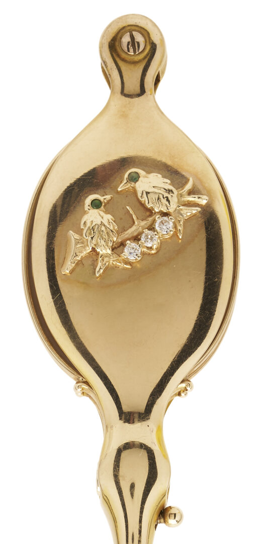 Lot 587: 14K Yellow Gold & Gemstone Opera Glasses