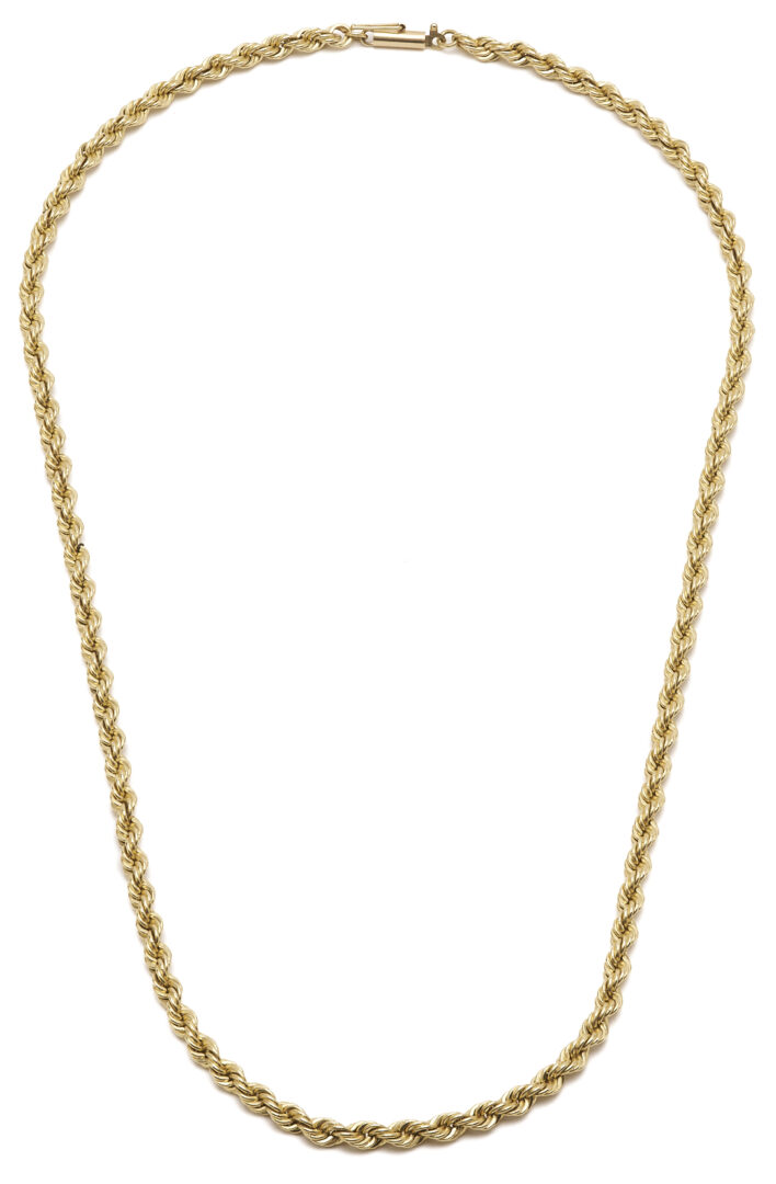 Lot 589: 14K Gold Rope Chain Necklace