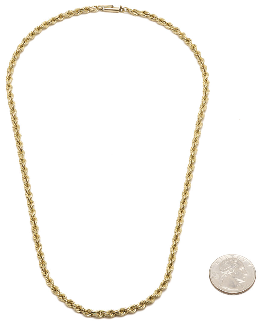 Lot 589: 14K Gold Rope Chain Necklace