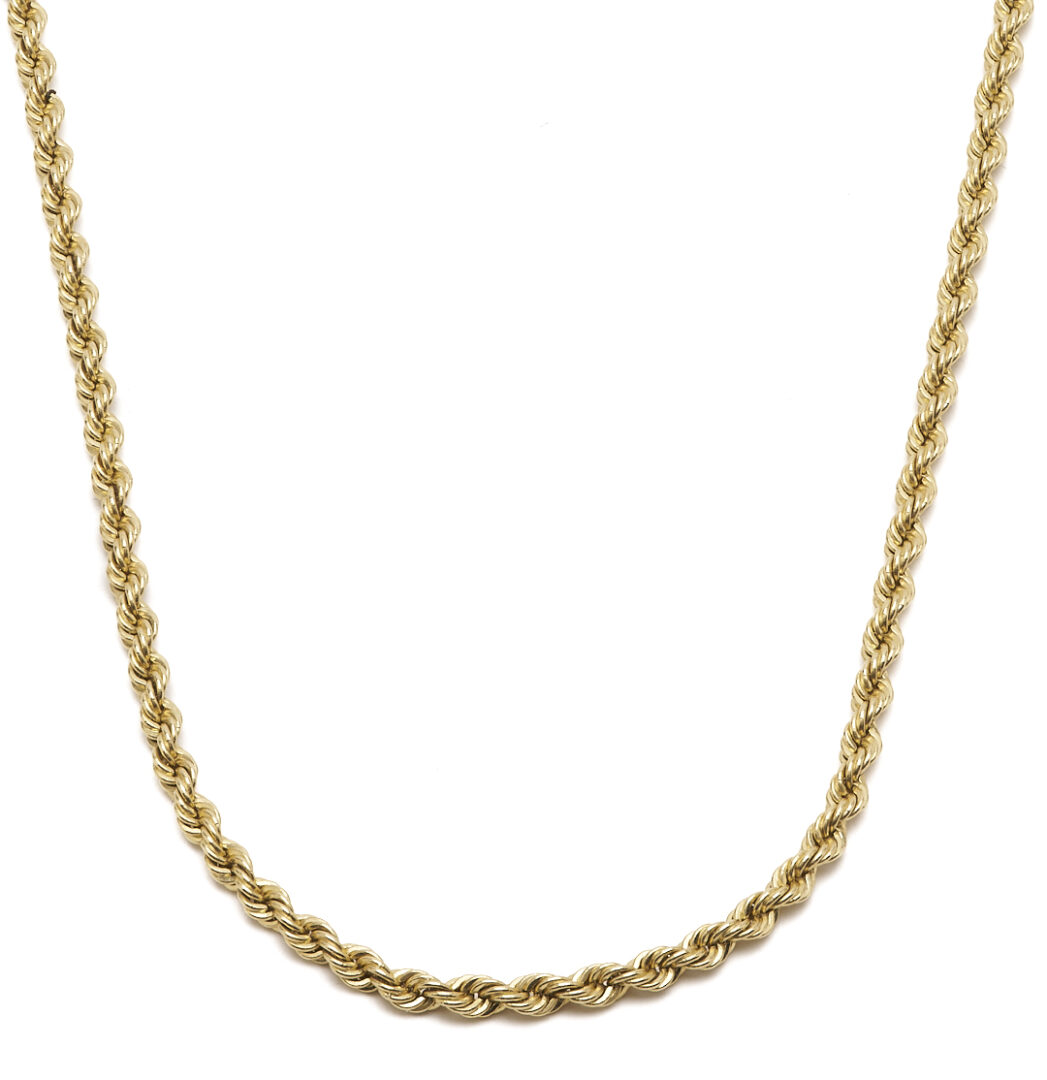 Lot 589: 14K Gold Rope Chain Necklace