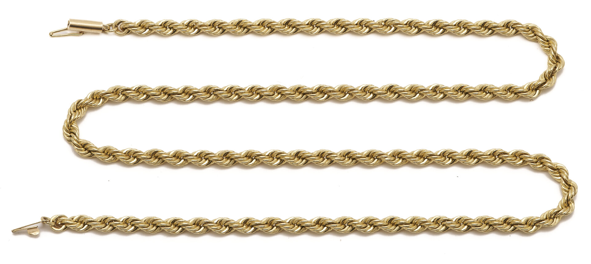 Lot 589: 14K Gold Rope Chain Necklace