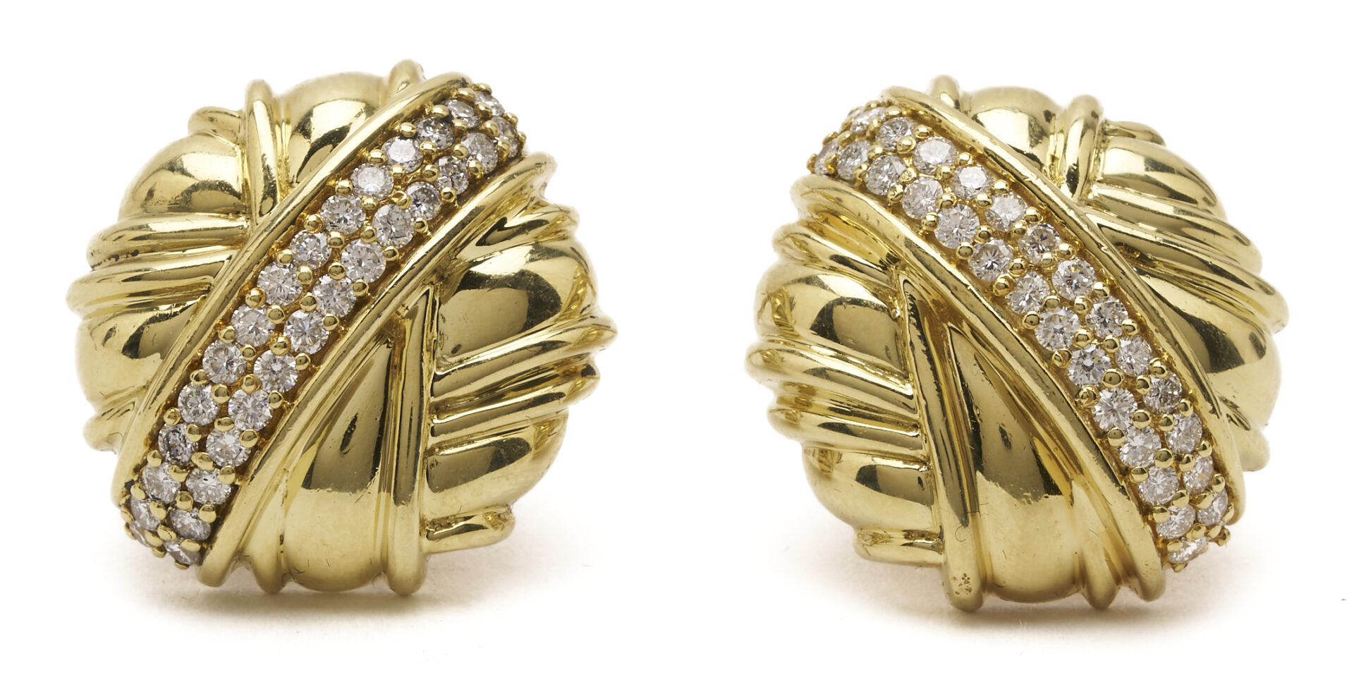 Lot 591: Jose Hess 18K Gold & Diamond Earrings