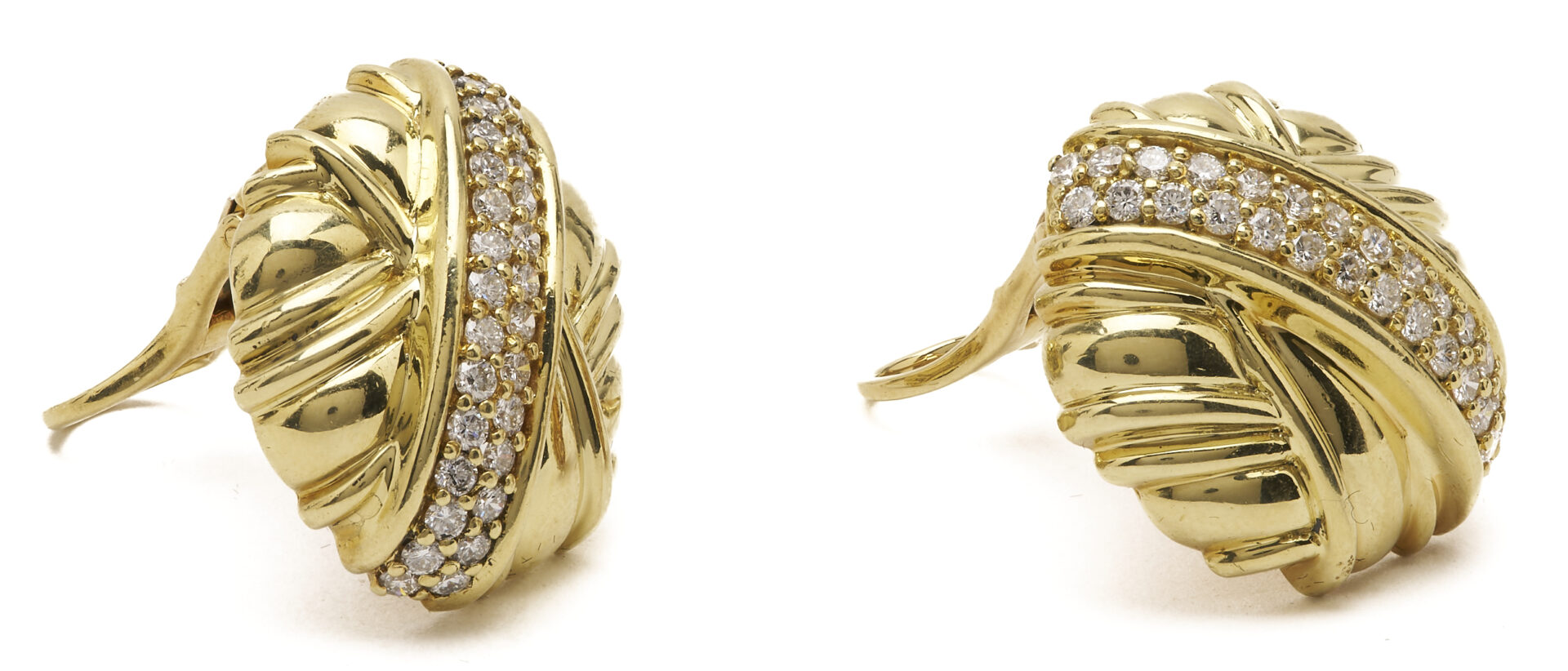 Lot 591: Jose Hess 18K Gold & Diamond Earrings