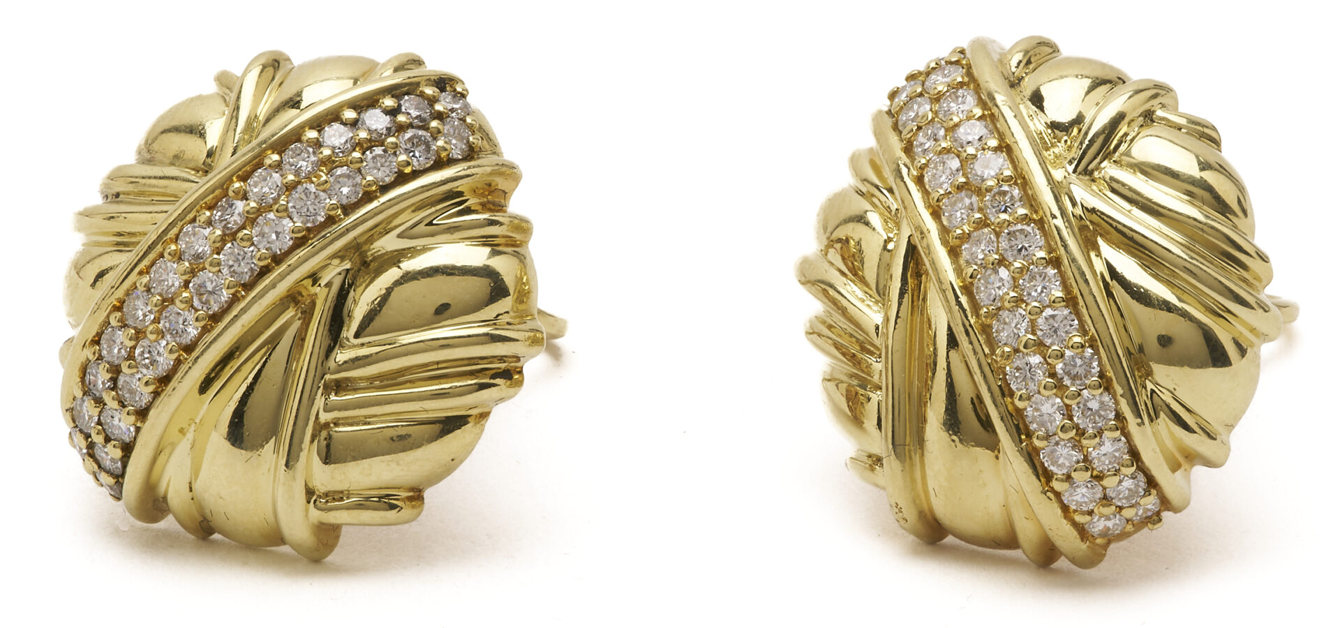 Lot 591: Jose Hess 18K Gold & Diamond Earrings