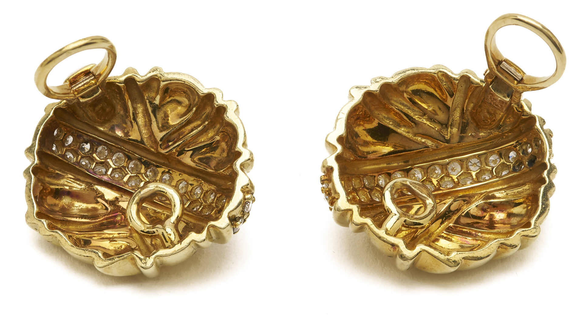 Lot 591: Jose Hess 18K Gold & Diamond Earrings
