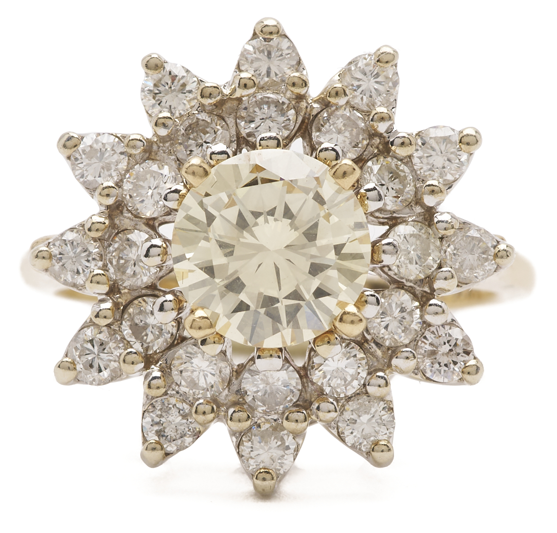 Lot 599: 14K Yellow Gold 1.5 Carat Diamond Cocktail Ring